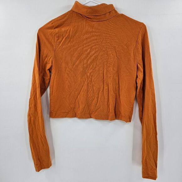 Forever 21 crop top turtleneck orange long sleeve shirt large - Picture 1 of 3